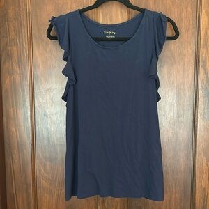 Lilly Pulitzer navy tank top with ruffles